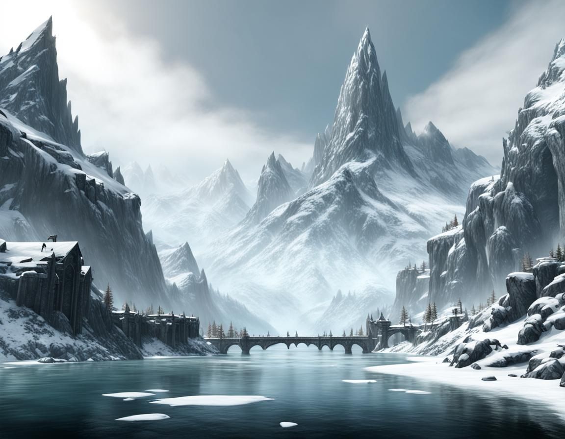 Skyrim's College of Winterhold: Snowy Winter Landscape
