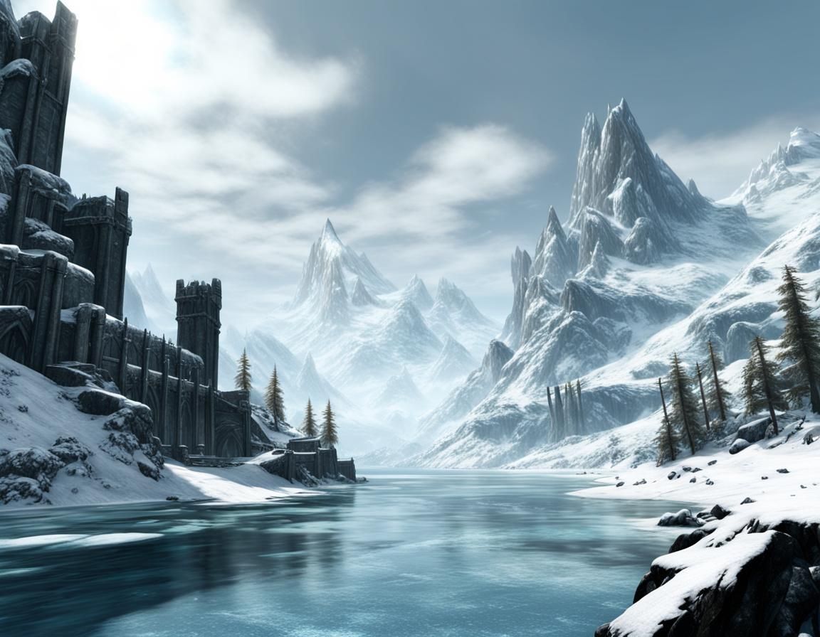 Skyrim's College of Winterhold: A Snowy Winter Day