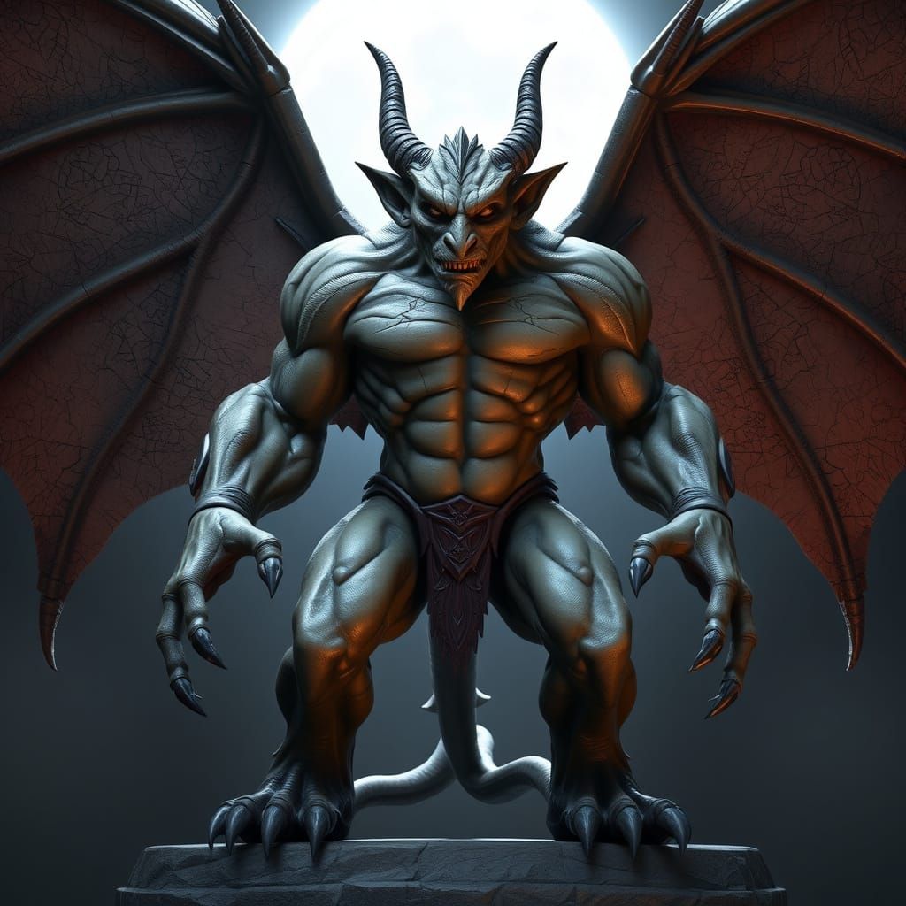 Mystical Gargoyle Guardian in Ancient Stone