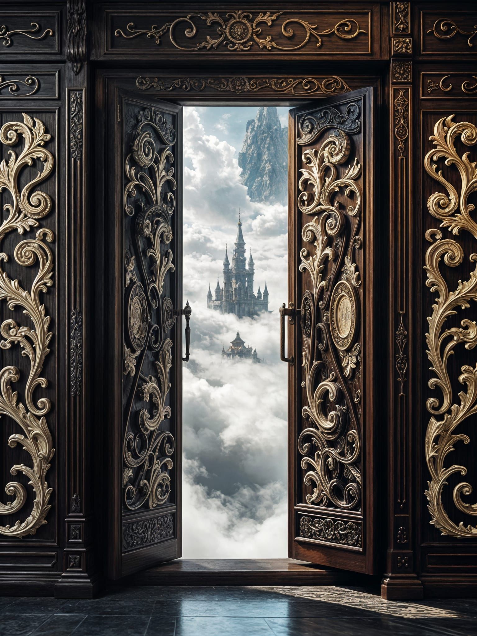 Enchanted Chinese Cabinet Unveils Mystical Realm