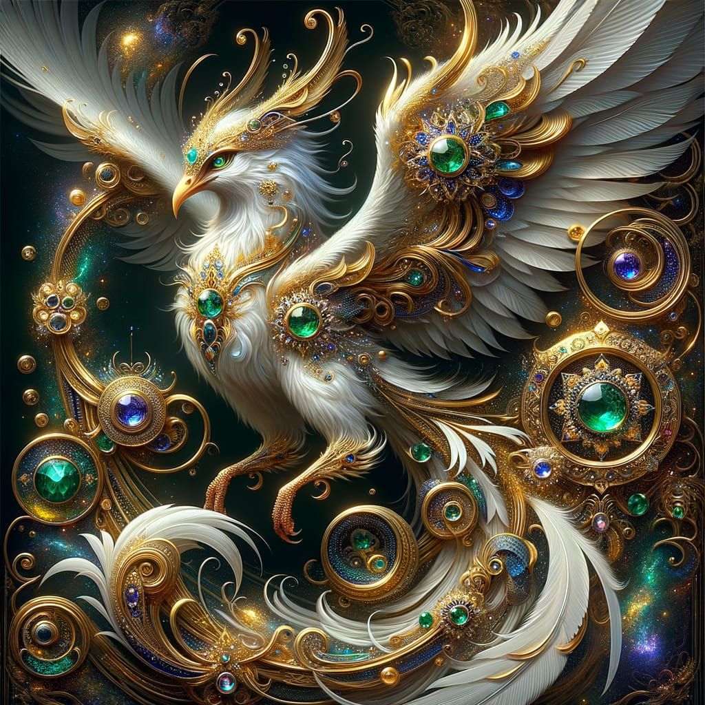 Mythical Bird Guardian in Golden Armor