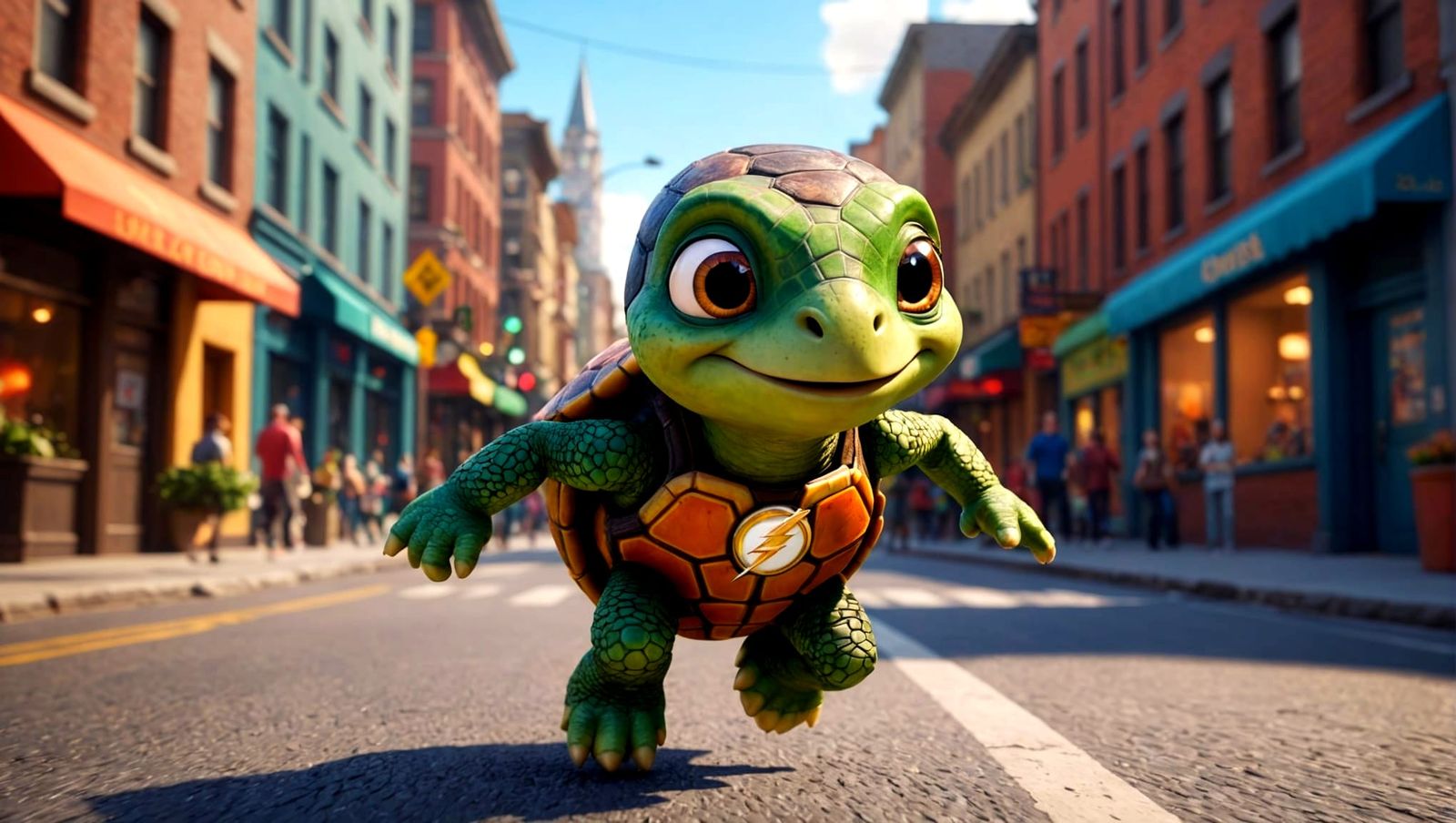 Cute Turtle as The Flash Runs at High Speed