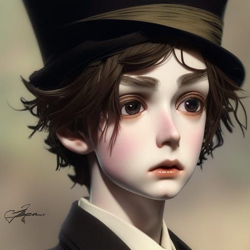 Victorian BJD Doll Portrait in Hyperrealistic Style