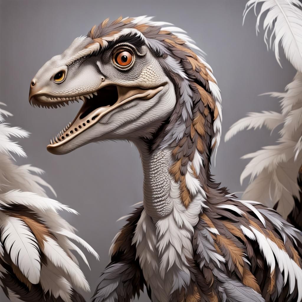 Feathered Velociraptor: Grays and Browns
