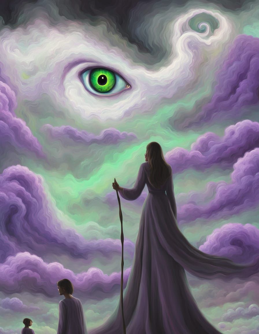 Surreal Dreamscape: Vibrant Oil Painting in Triadic Colors