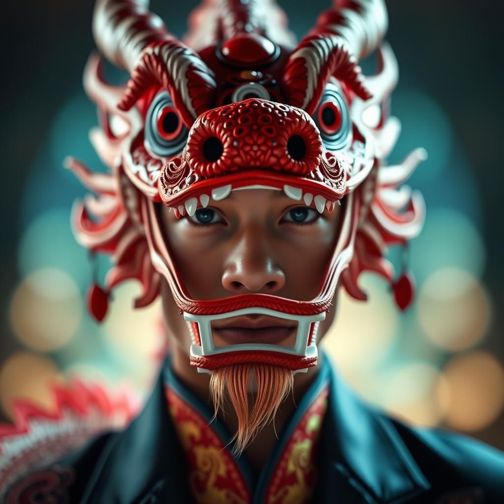 Majestic Chinese Dragon Portrait in Studio Lighting