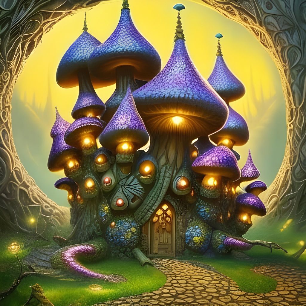 Fairytale Shroompunk Castle in a Fungal Metropolis