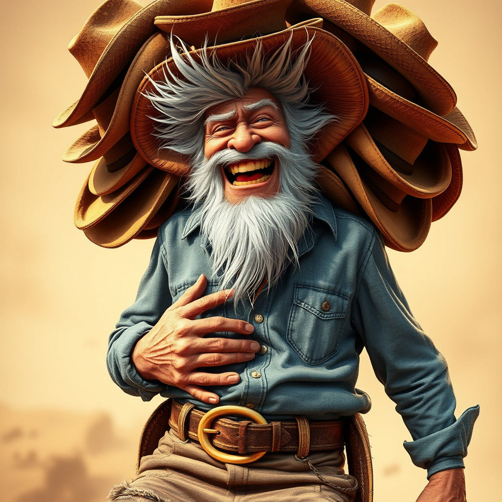 Cowboy Prospector with Ten Hats in Sci-Fi Style