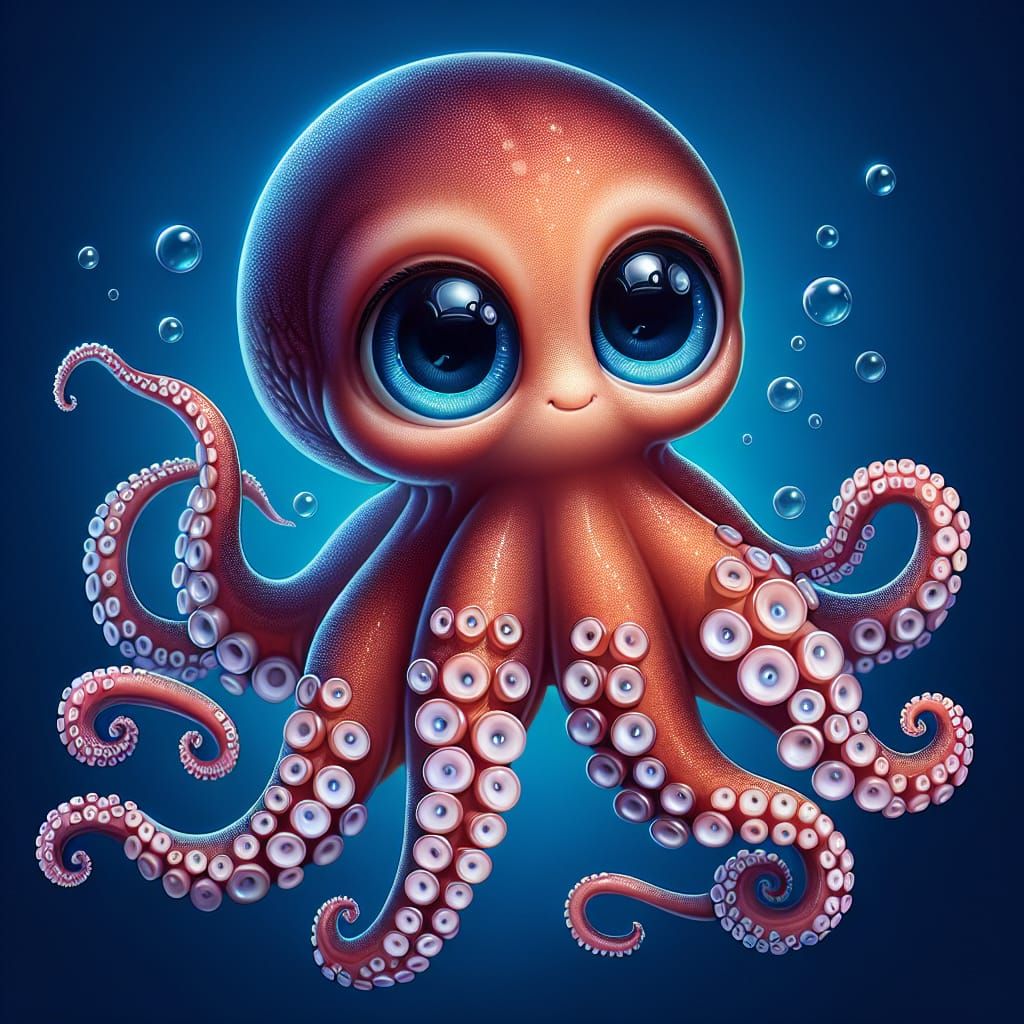 Charming Octopus with Expressive Eyes: A Digital Painting