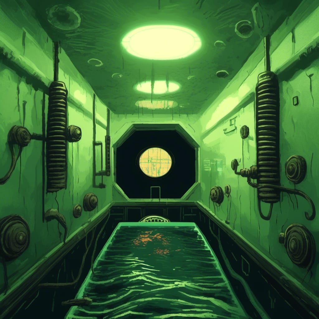 80s Horror Movie Scene: Submechanophobia in Retro Style