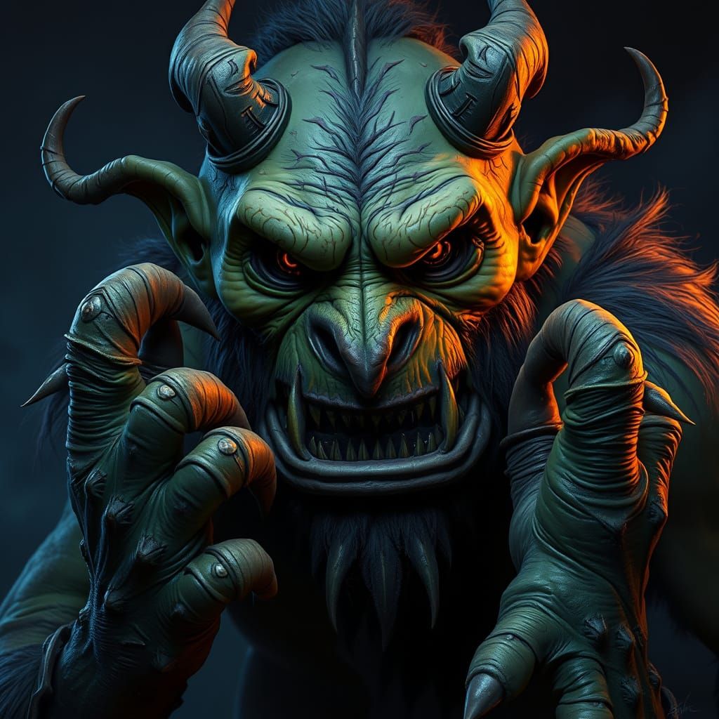 Demonic Troll Portrait in Dark Fantasy Style