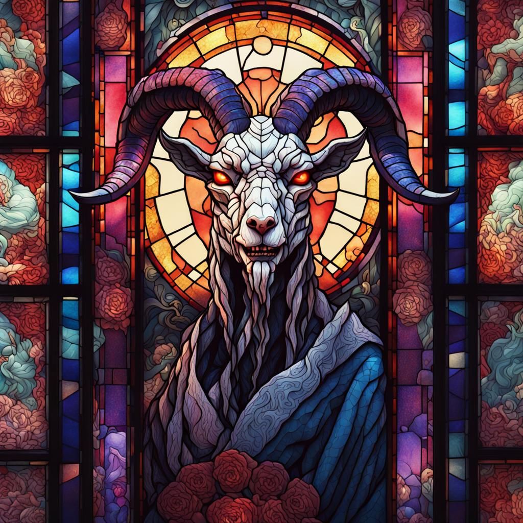 Stained Glass Undead Goat Demon Illustration