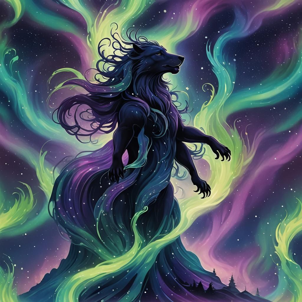 Aurora Borealis Creature with Mythical Aura