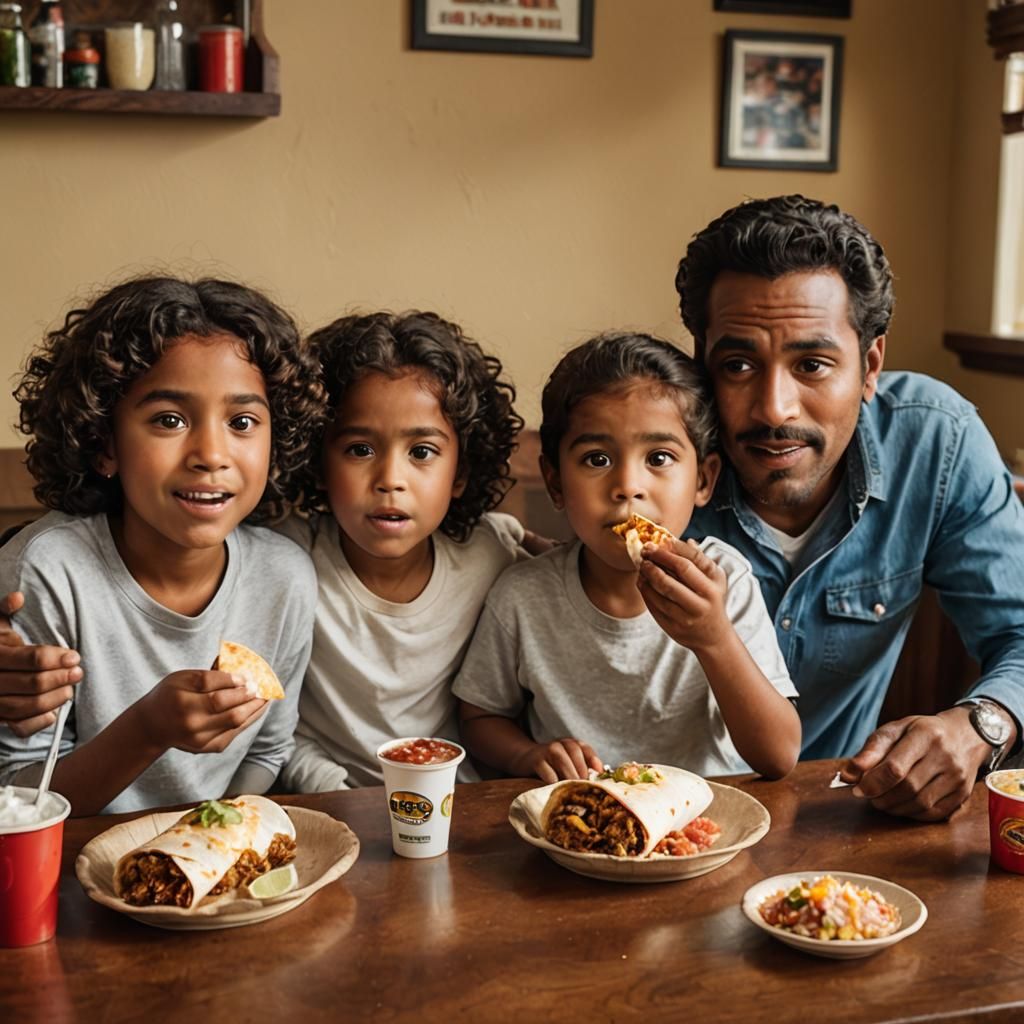 Family Meal: Sharing a Burrito Together