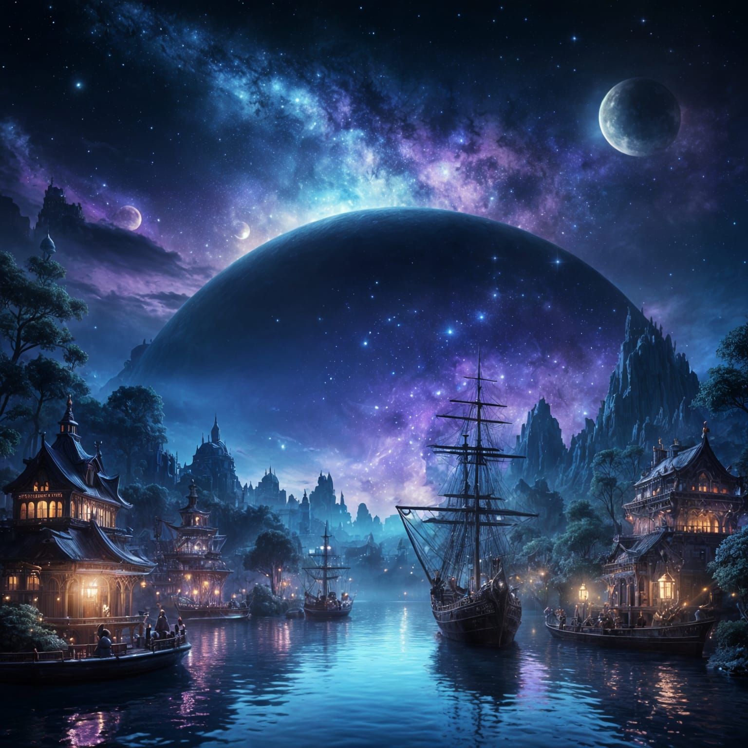 Giant Rubber Duck Ship in Vibrant Rococo Style