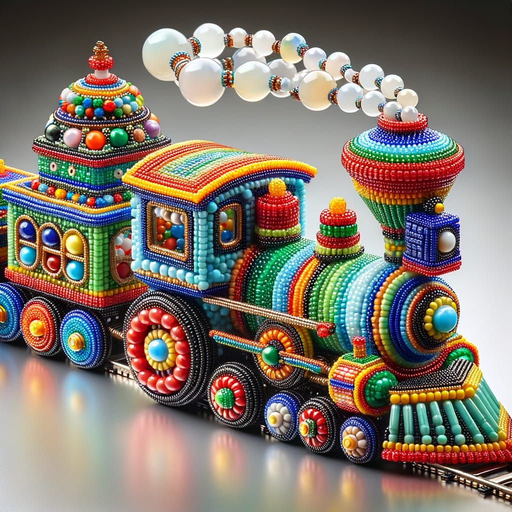 Handcrafted Beaded Miniature Toy Train