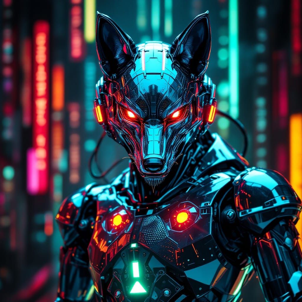 Chrome Wolf Robot Dominates Digital Realm