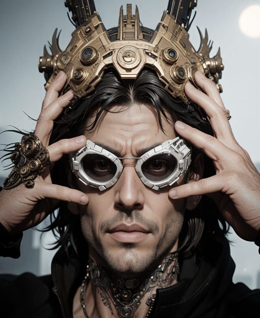 Cyberpunk Steampunk Icon in Smoky Haze