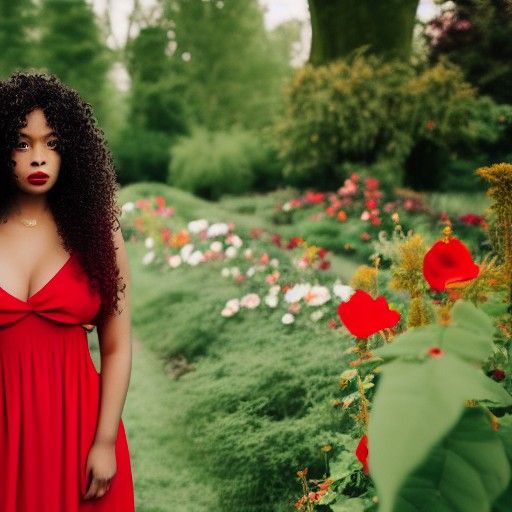 Beautiful Woman in a Flower Garden