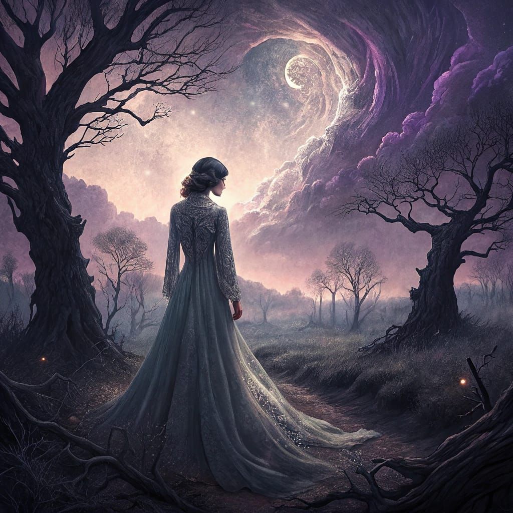 Mysterious Woman in a Twisted Dreamworld