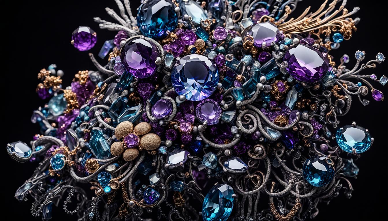 Jeweled Sculpture in Abstract Expressionism Style