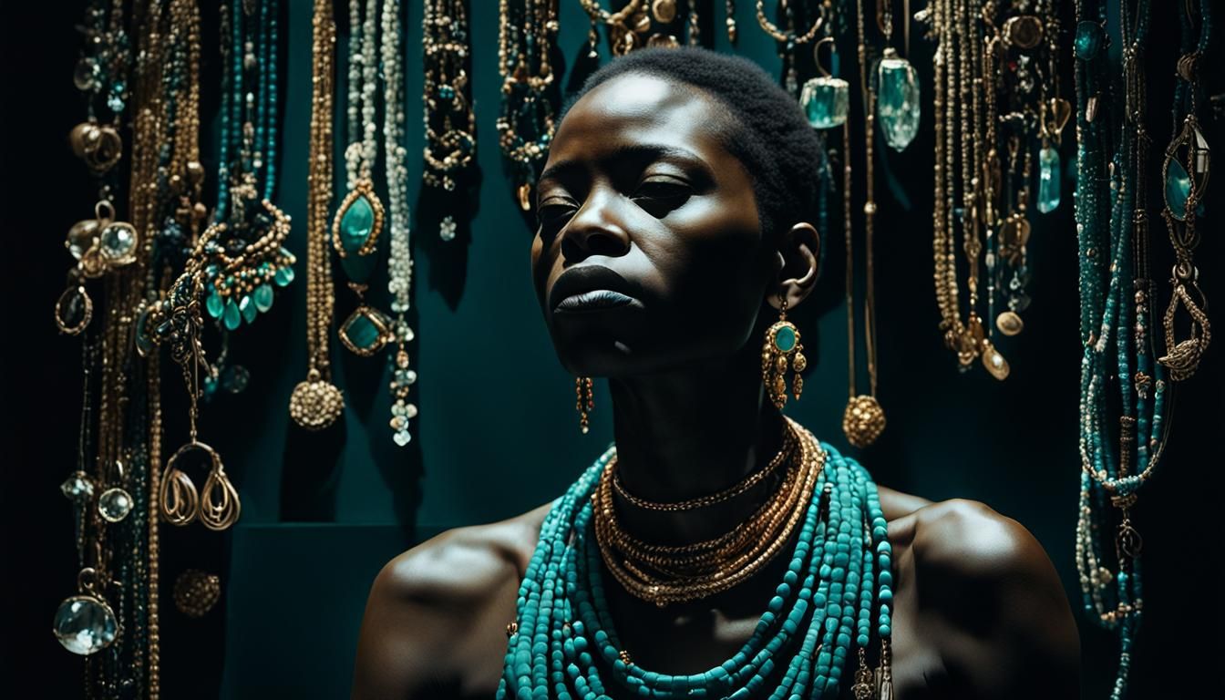 Jeweled Figure in Abstract Expressionist Style