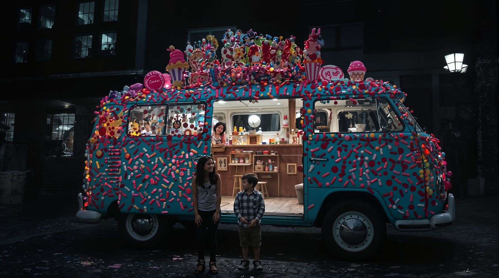 Modern Day Hansel and Gretel in Dark Alley