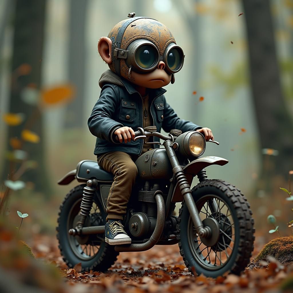 Toad Biker in Mystical Forest, 3D Render