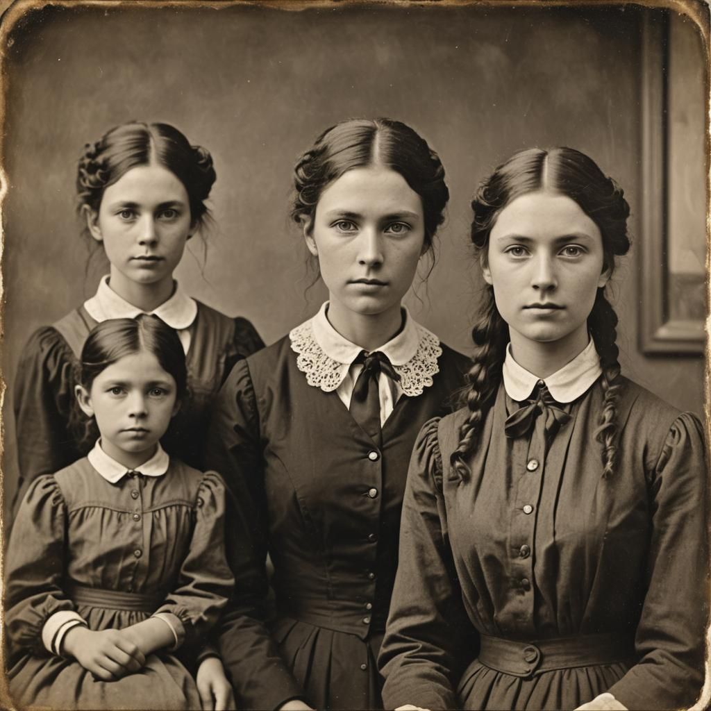 Prim Schoolmistress in 1880s Tintype Photo