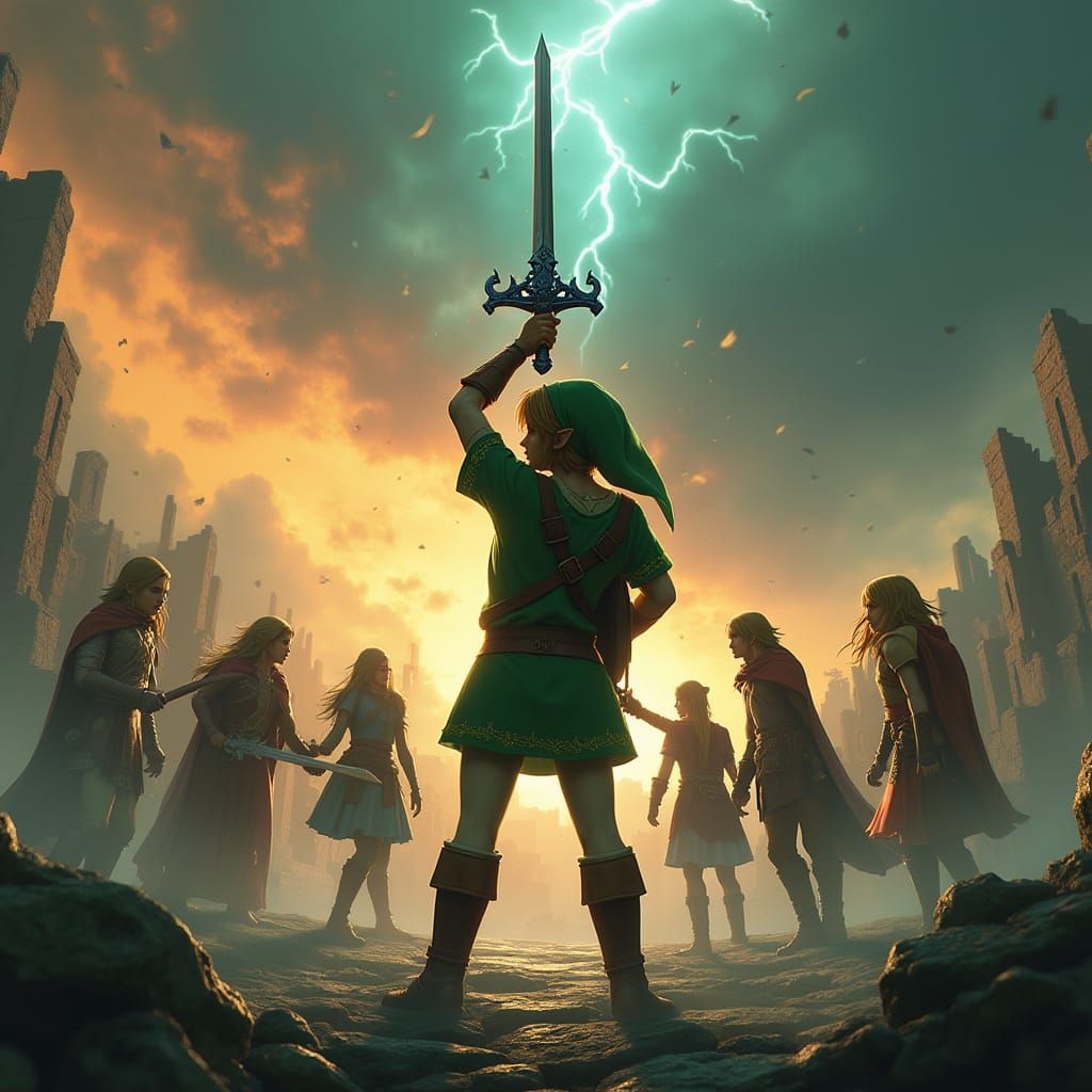 Heroic Link Lifts Master Sword Against Ganon in Epic Battle ...