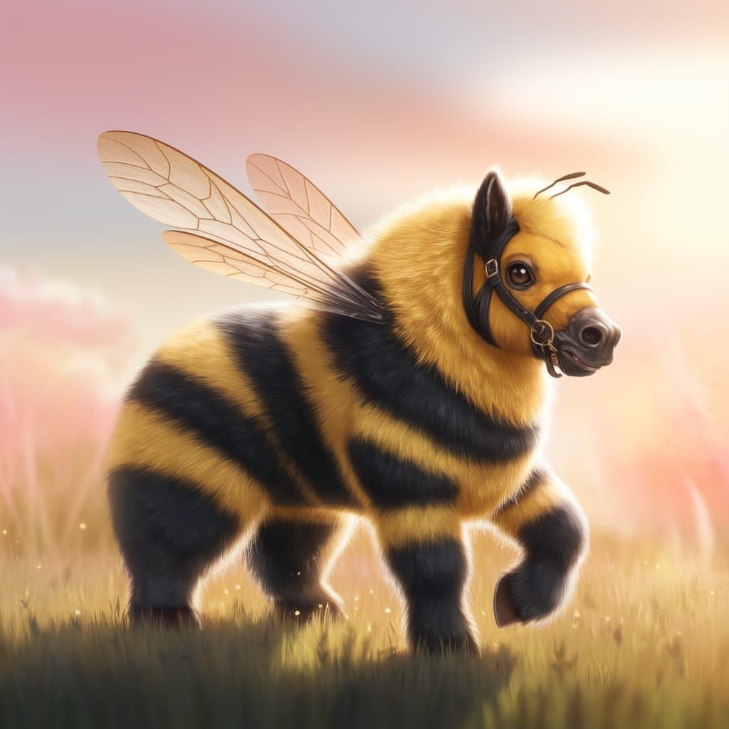 Golden Bumblehorse in Serene Meadow