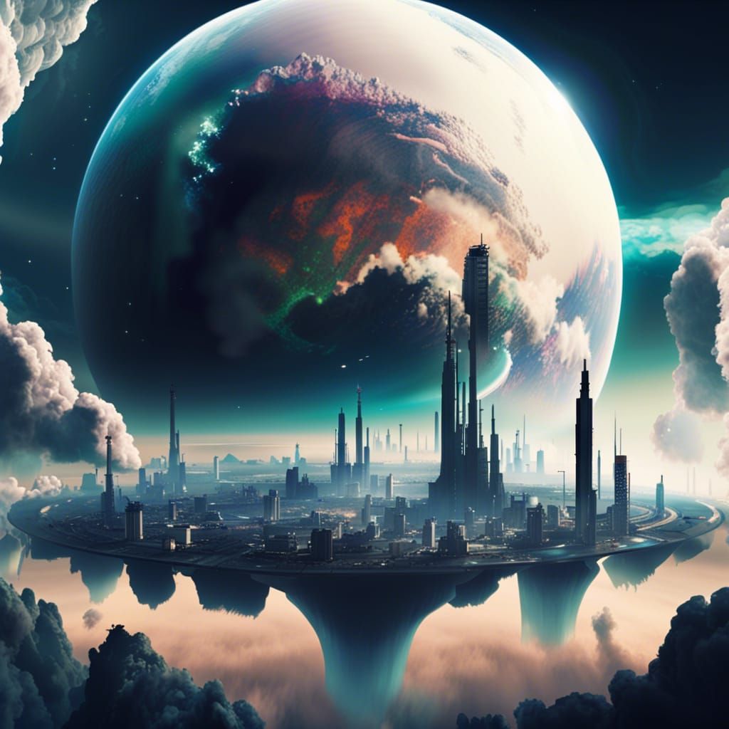 Orbiting Cities Above a Toxic Alien World