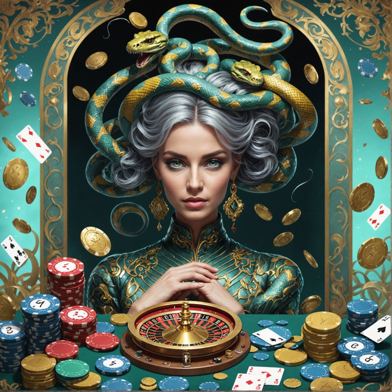 Vegas Snake God Party with Poker and Roulette