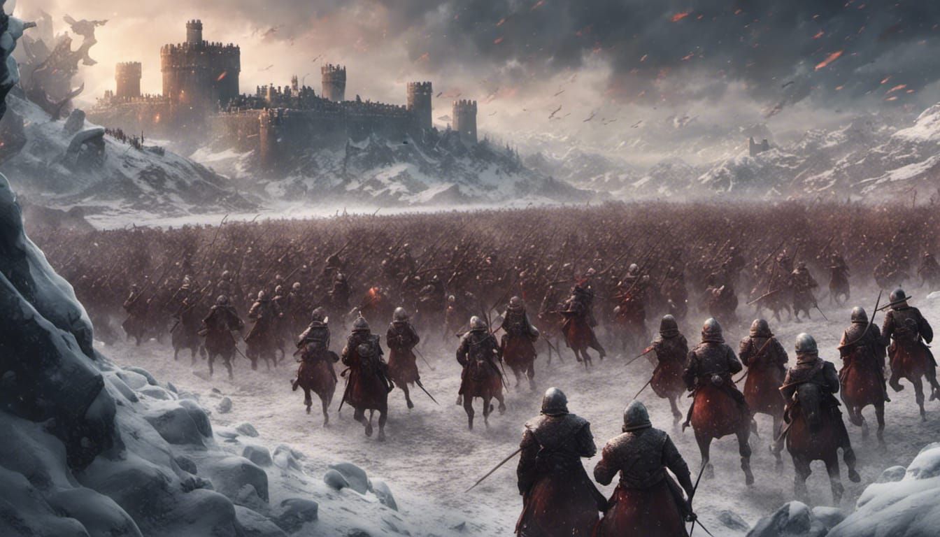 Epic Game of Thrones Battlefield in Matte Painting Style