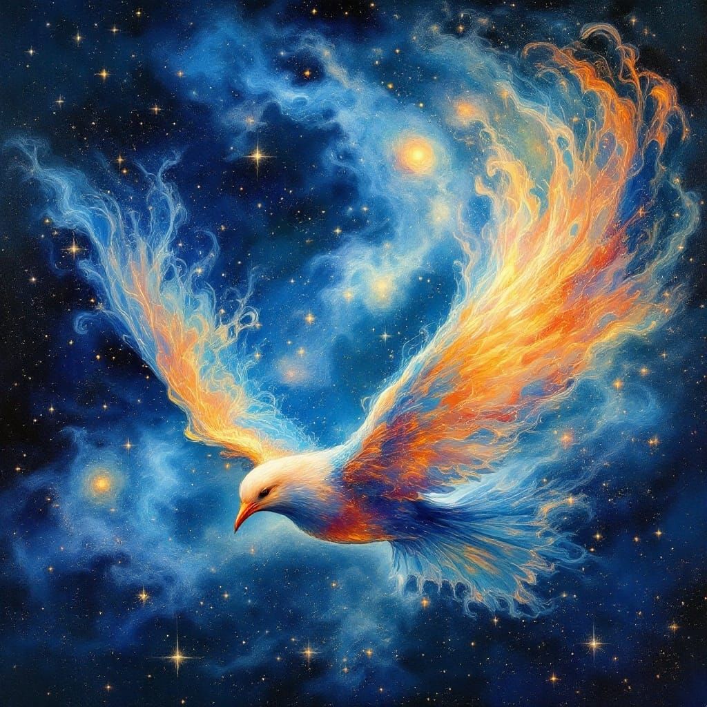 Celestial Bird in Ethereal Flight