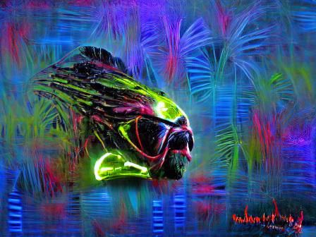 Glowing Predator: Abstract Neon Acrylic Art