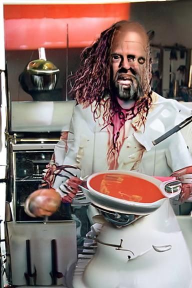 Cooking with Shaq: A Darkly Whimsical Scene