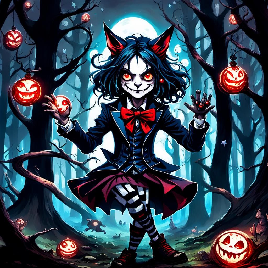 Mad Hatter in Dark Forest with Stars Concept Art