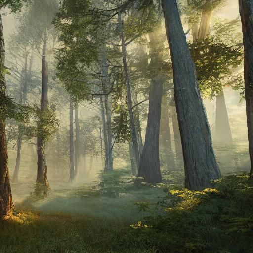 Mystical Forest Path in Detailed Matte Painting