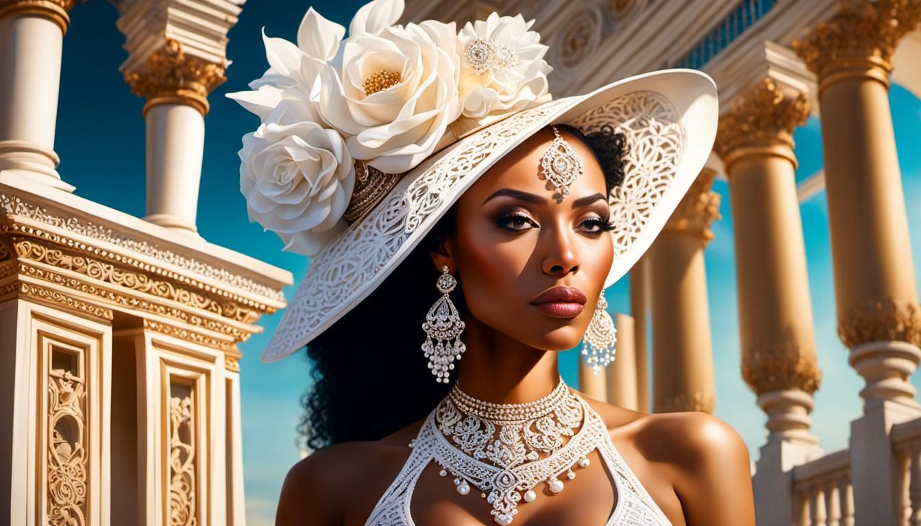 Hyperrealistic Portrait: Beautiful Woman in White