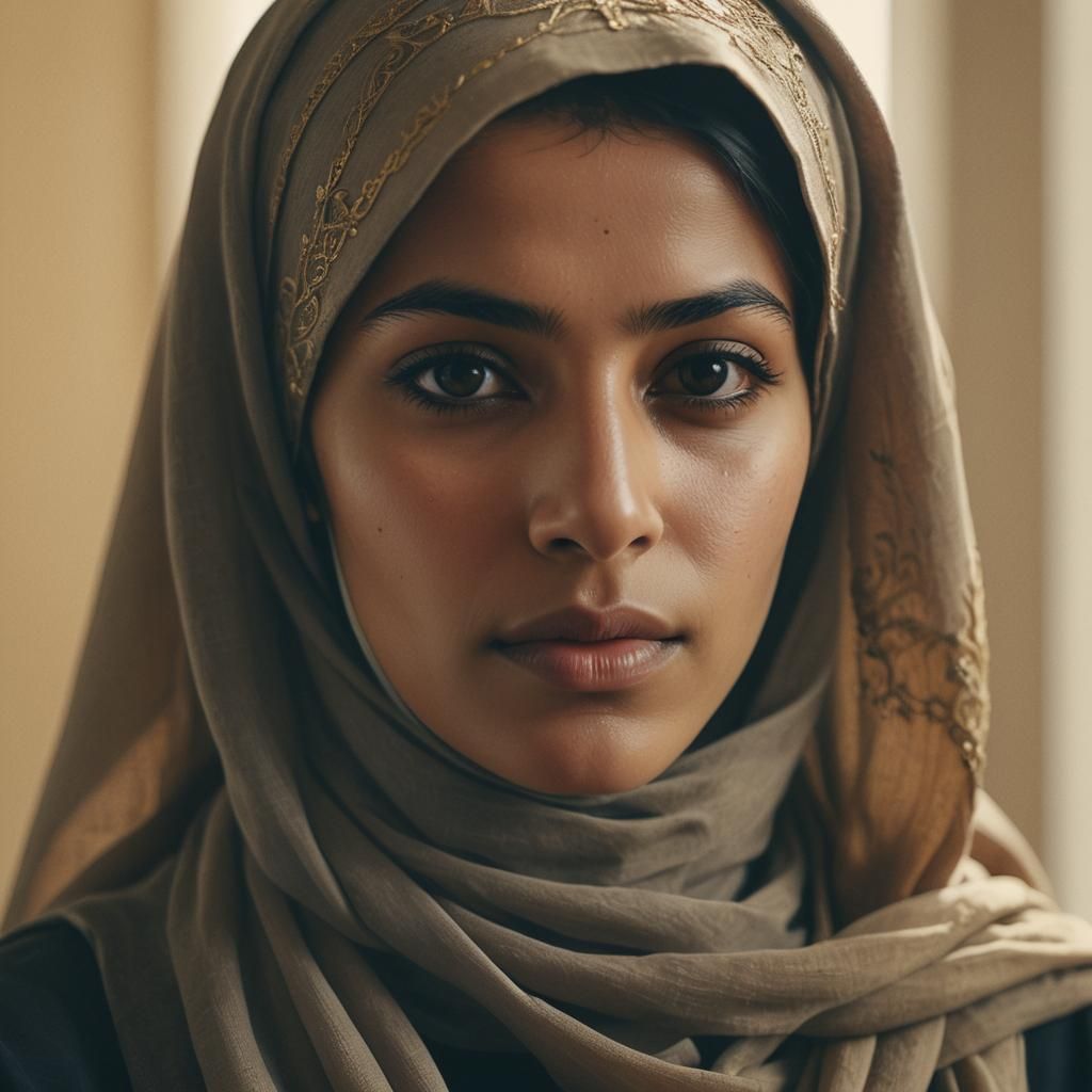 Contemplative Muslim Woman in Niqab: Cinematic Portrait