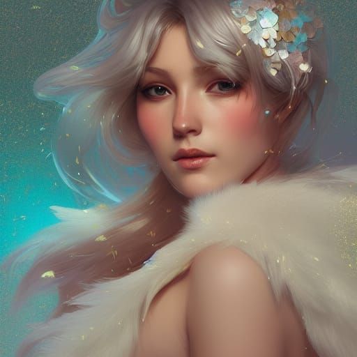 Marshmallow Glitter Fairy Queen Portrait in 8k