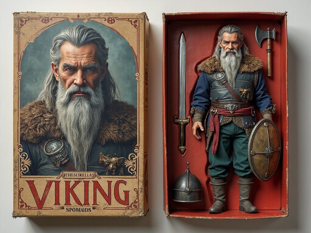 Vintage-Style Action Figure Box for Medieval Warrior King