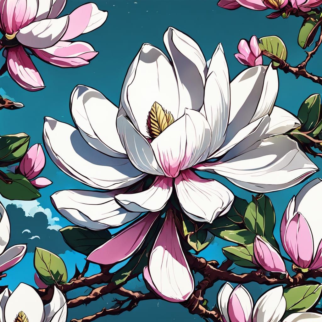 Botanical Masterpiece in Cel-Shaded Anime Style