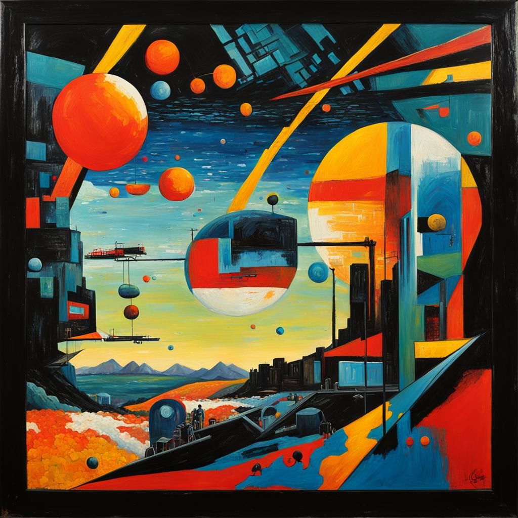 Abstract Rock Album Cover as Oil Painting