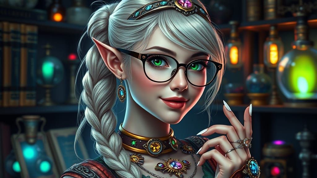 Surreal Steampunk Goddess with Radiant Smile in Futuristic L...