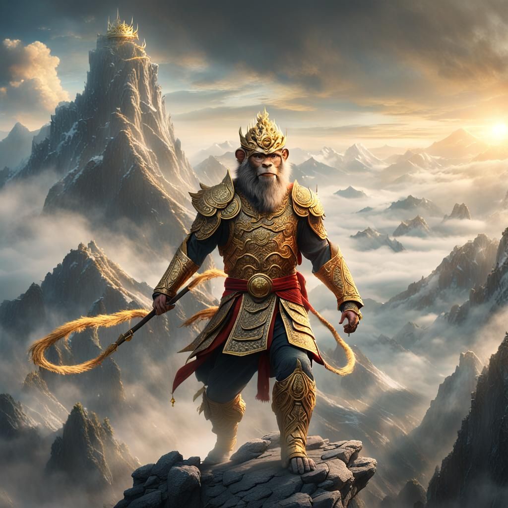 Sun Wukong: Heroic Monkey King in Golden Light