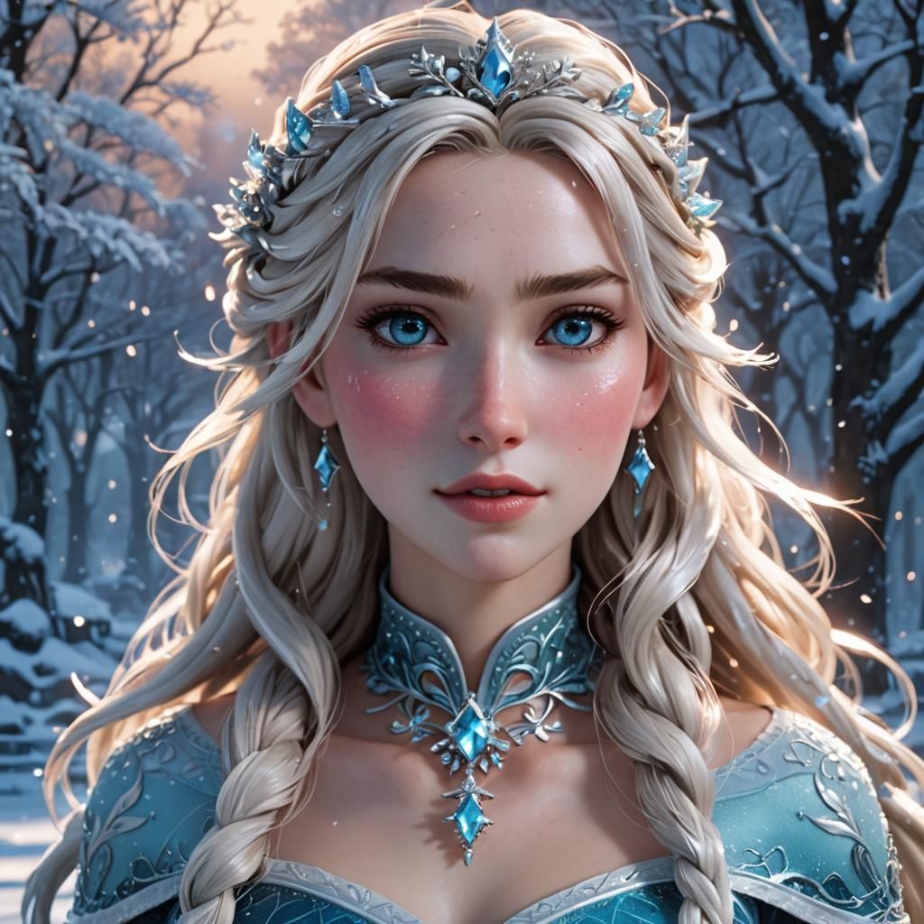 Frozen Beauty in Anime Style Digital Art