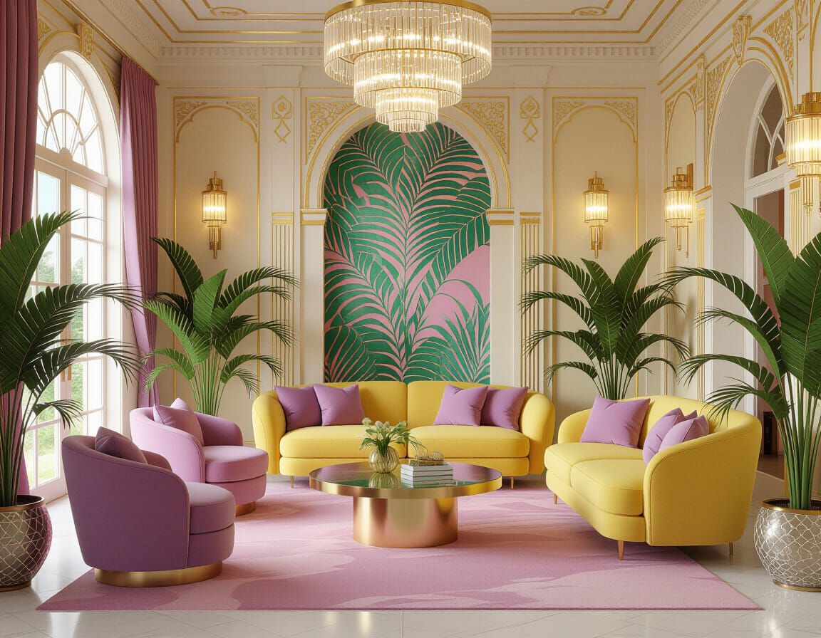 Opulent Art Deco Living Room with Afrocentric Luxury
