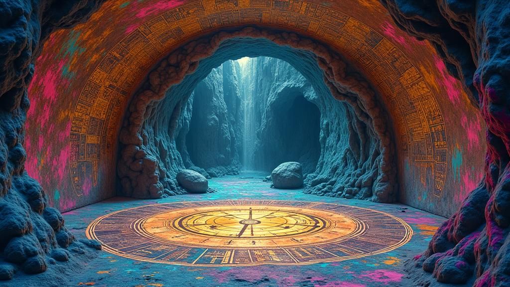 Mystical Cave Astrolabe with Ancient Atlantis Inscriptions